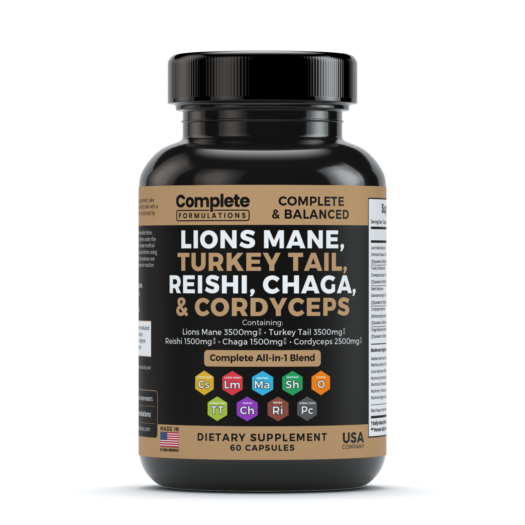 Mushroom Supplement Lion’s Mane Supplement Capsules with Cordyceps