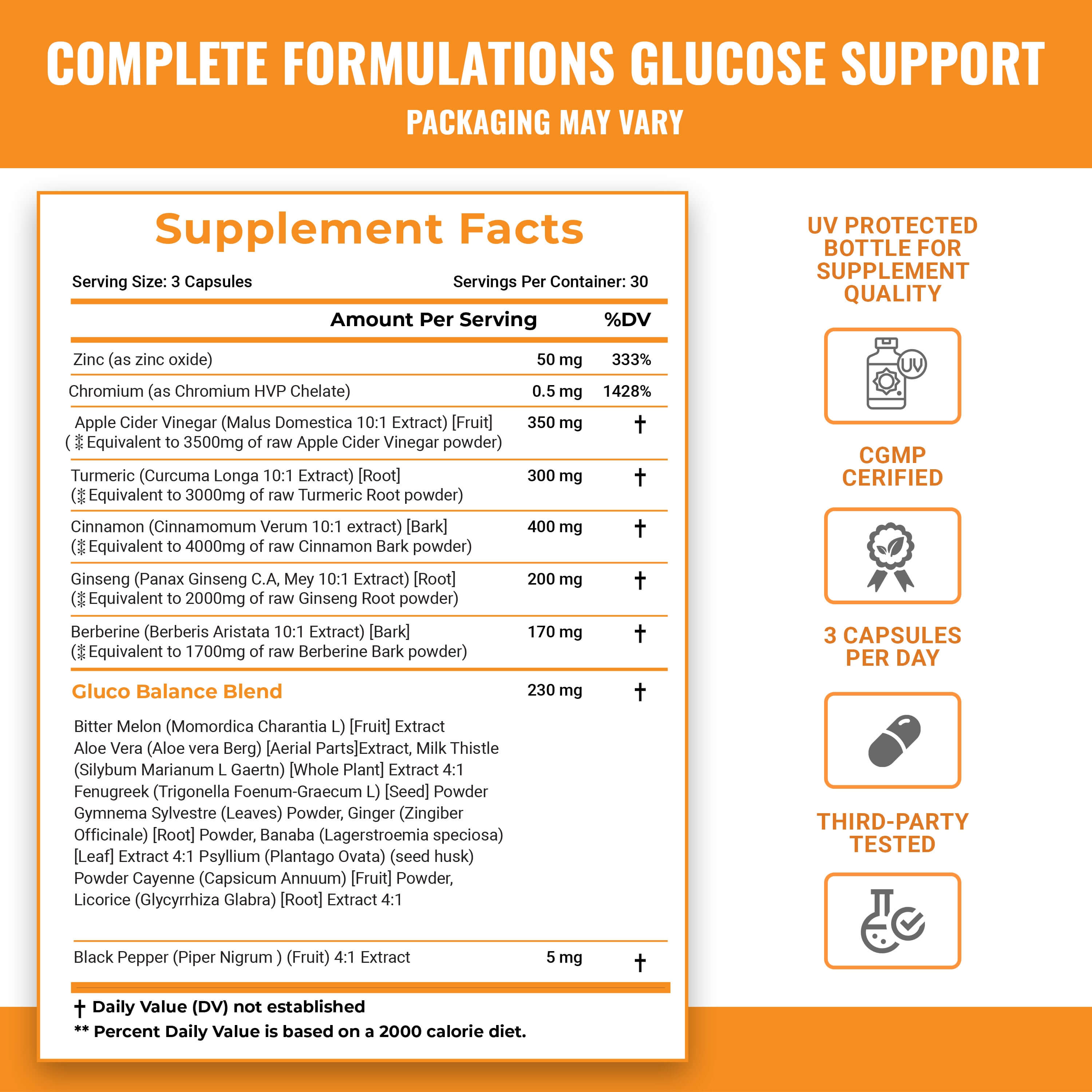 Ceylon Cinnamon Apple Cider Vinegar Turmeric Curcumin, Berberine & Ginseng