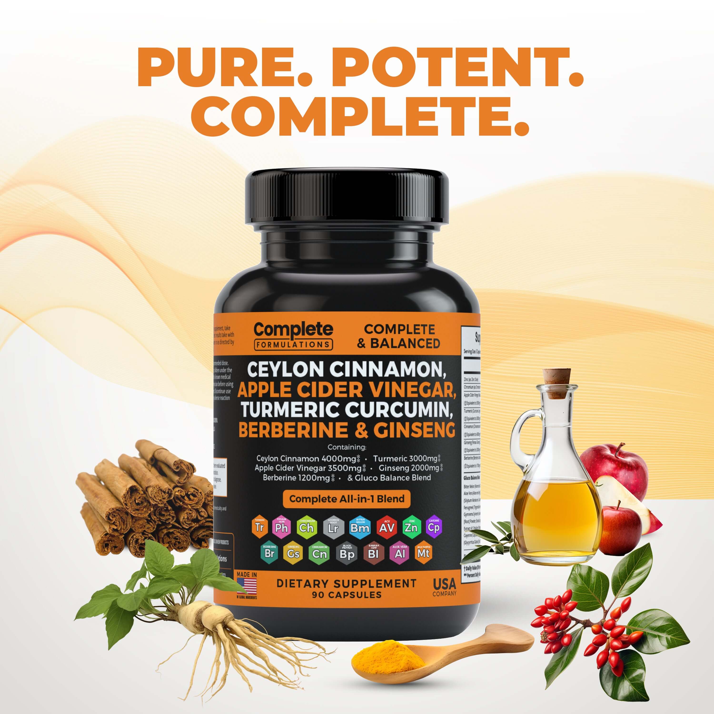 Ceylon Cinnamon Apple Cider Vinegar Turmeric Curcumin, Berberine & Ginseng